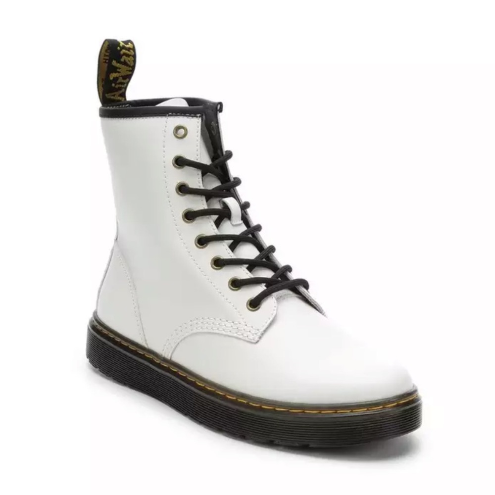 DR.MARTENS WOMENS ZAVALA COMBAT BOOT - WHITE - Women’s size 9